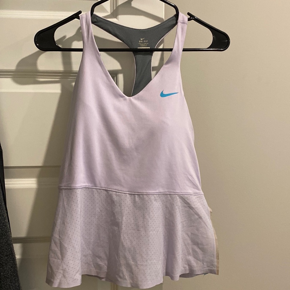 Lavender Nike flowy top with built in sports bra